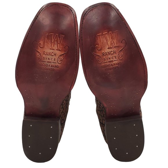 JW Ranch Leon Mexico crafted mens 9.5 brown suede bull neck cowboy western boots - Picture 2 of 16